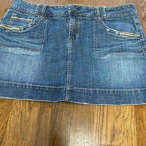 Hydraulic Distressed Denim Skirt